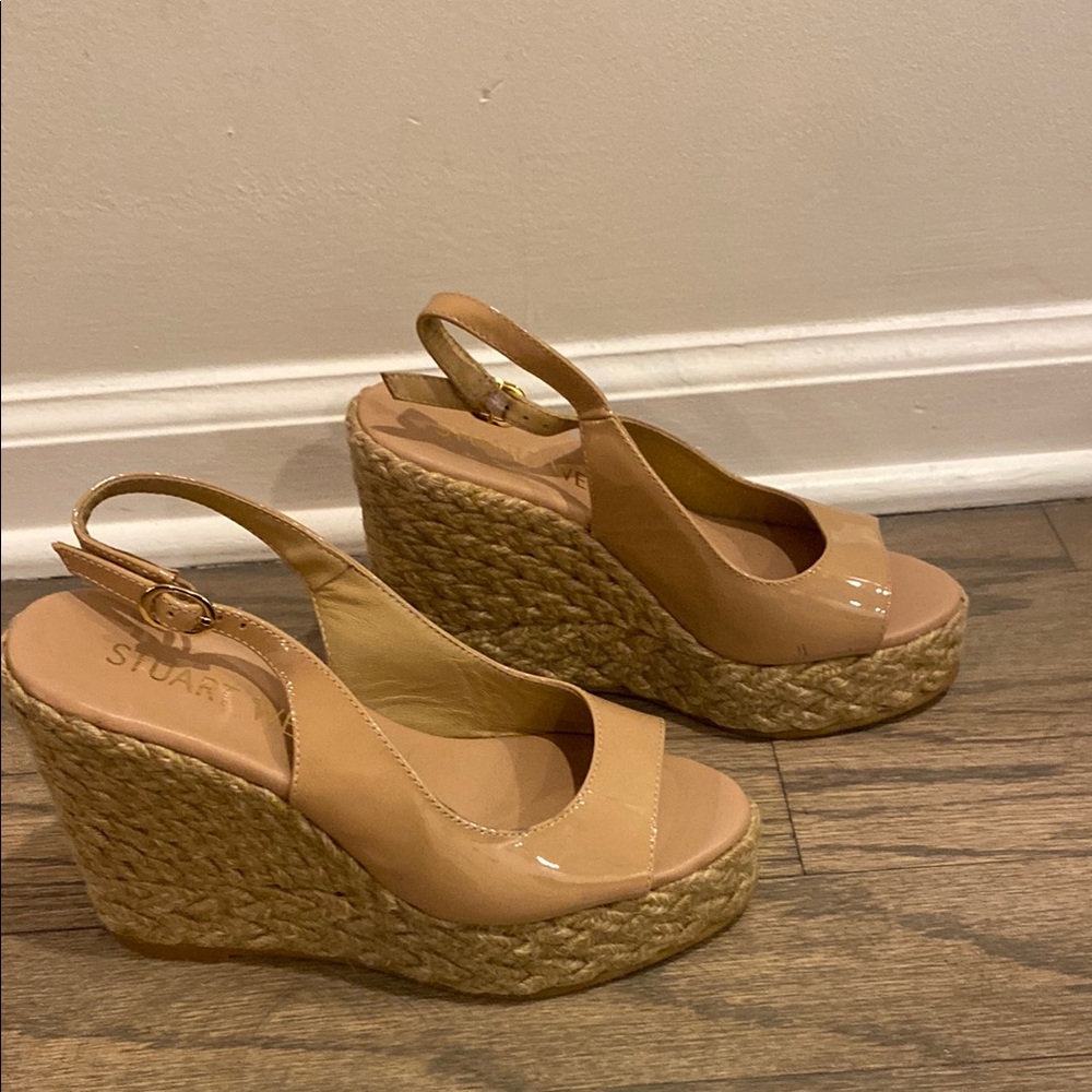 Stuart Weitzman Tan Wedge Sandals
